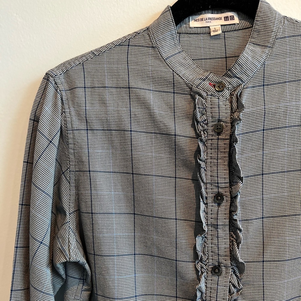 Ruffled Houndstooth Plaid Button-Down - image 4